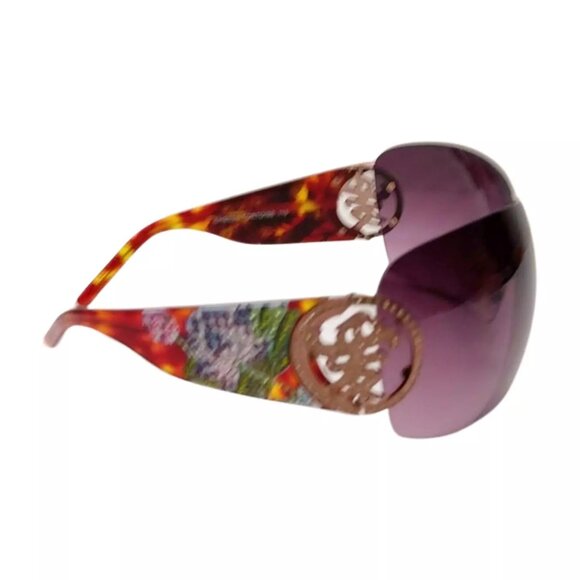 Ed Hardy EHS 024 Tortoise Shield Rimless Floral Design Sunglasses 0270 main image 8